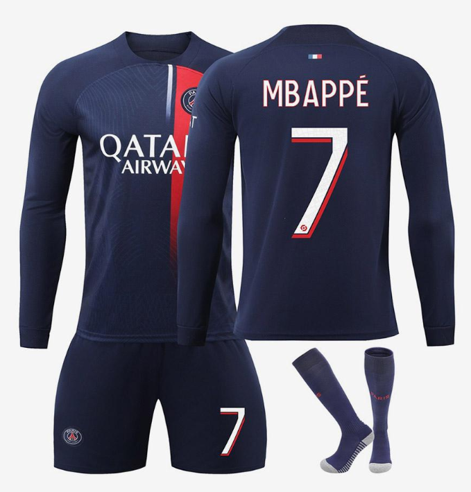 Billige Fotballdrakter Paris Saint Germain PSG Kylian Mbappé 7 Hjemmedrakt 2023/24 – Langermet